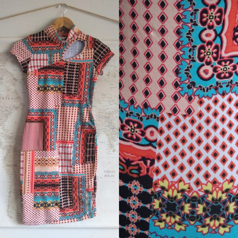 NWOT Mini Bodycon Dress With Cutout Design, Size M